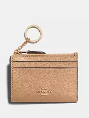 Coach Metallic Gold Card Holder with Key Ring